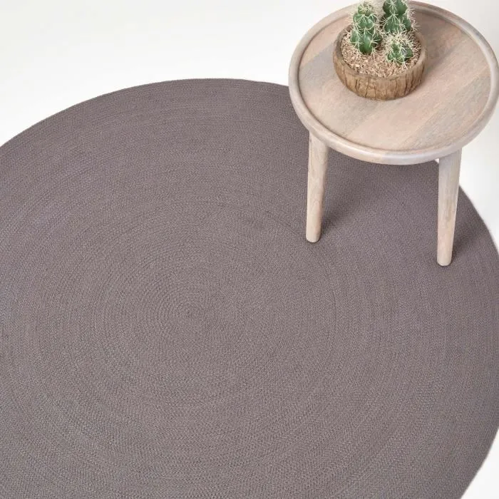 Tapis Rond Tissé À Plat En Coton Gris 150cm - Homescapes
