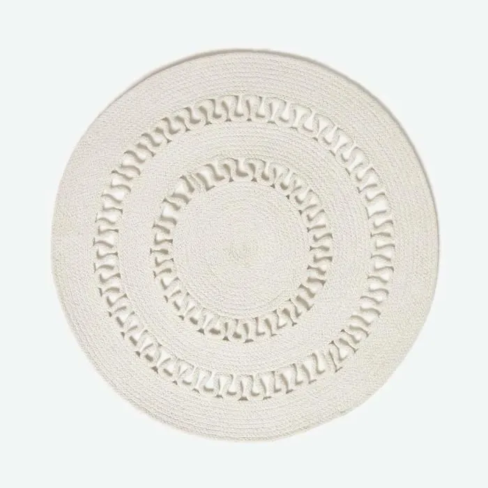 Tapis Rond Tissé À Plat En Coton Ajouré Beige 70cm - Homescapes