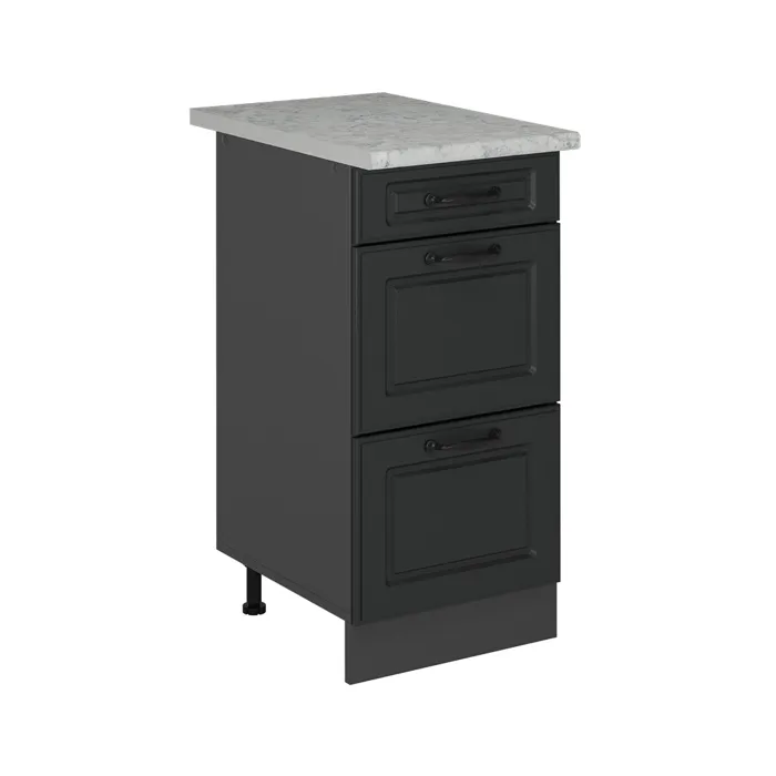 Vicco Meuble cuisine Anthracite campagne 40cm avec tiroirs, AP Marbre