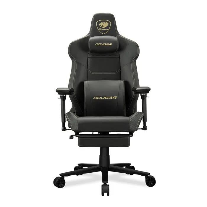 Fauteuil gaming - Cougar Gaming - ARMOREVOM - Noir/doré - Repose-Pieds Rétractable - Accoudoirs 5D - Jusqu'à 155° - Cuir PVC