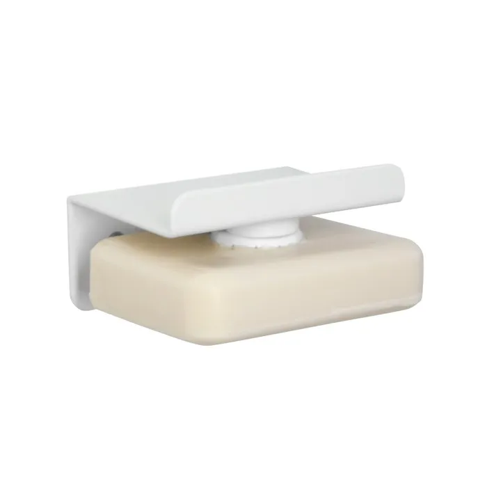 Porte-savon aimanté en métal blanc 7,5 x 59,5 x 4,5 cm