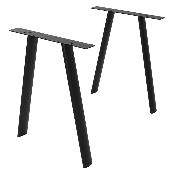 Ml-design Pieds De Table À Manger En Métal Noir, Lot De 2, Pour Intérieur Et Extérieur, Forme De A, Réglables En Hauteur, Cadre De Bureau Support Pour Banc Meubles, 60 X 72 Cm, Profil Ovale En Acier