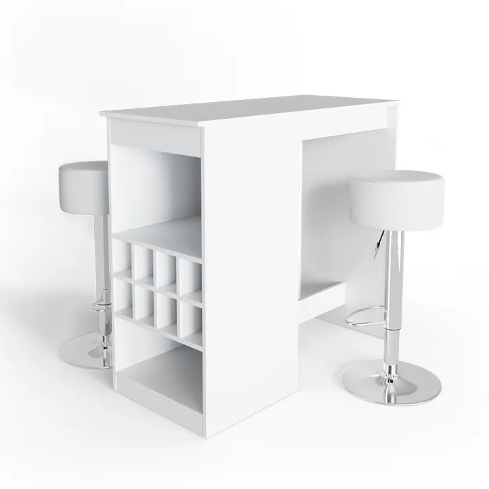 Vicco Set de table de bar Blanc 115x50cm avec 2 tabourets de bar