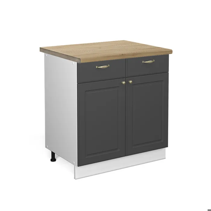 Vicco Meuble cuisine Anthracite-or 80cm, PT Chêne