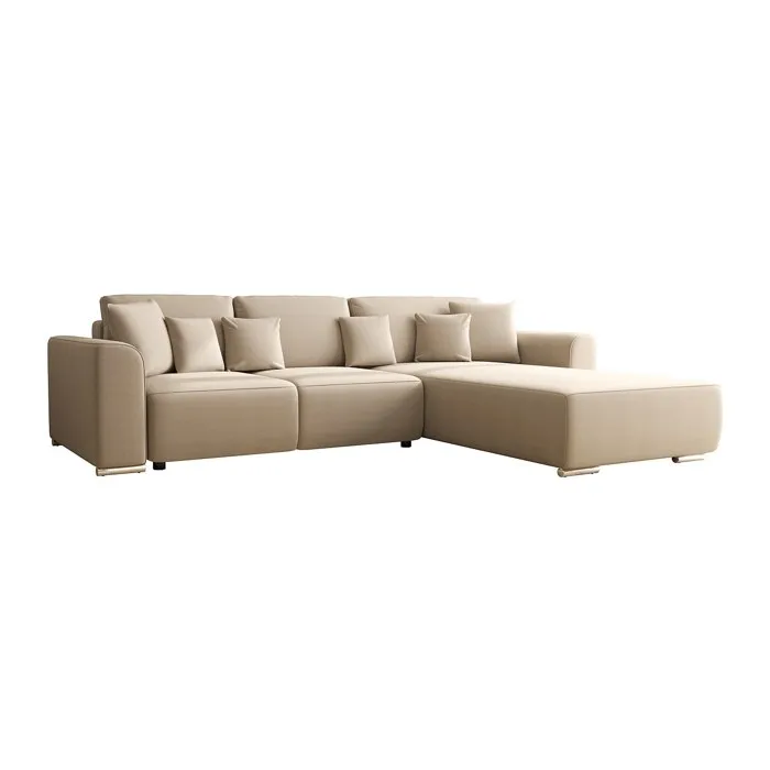 Canapé d'angle convertible et réversible en tissu beige MELTANA