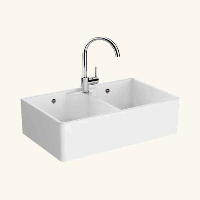 Évier timbre d'office céramique blanc VitrA BELFAST 2 bacs