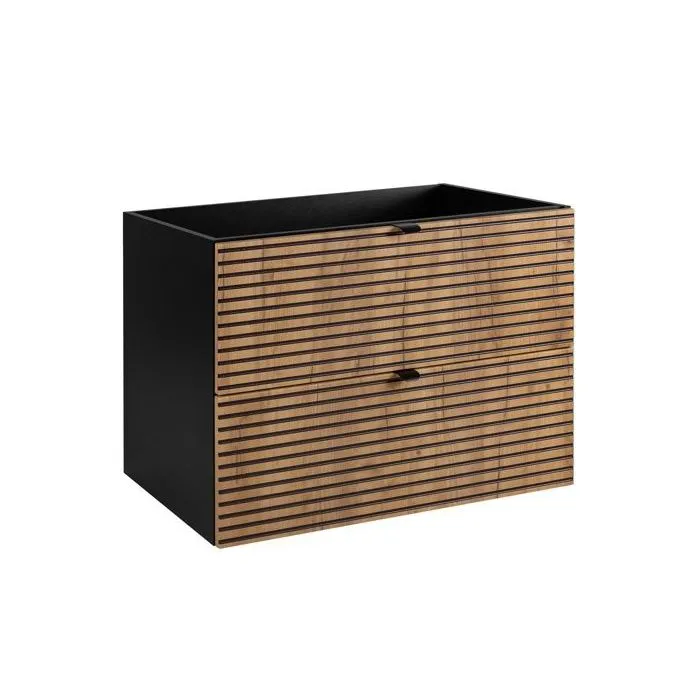 Meuble sous vasque à suspendre AURA LOFT 80 cm noir et chêne