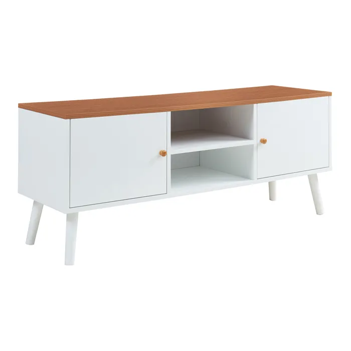 Meuble TV Reyljand 120 x 35 x 50 cm blanc effet teck en.casa