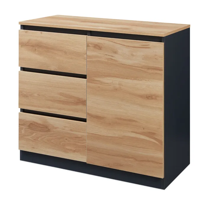 Buffet Kyr 80 x 40 x 75 cm chêne rustique / noir en.casa