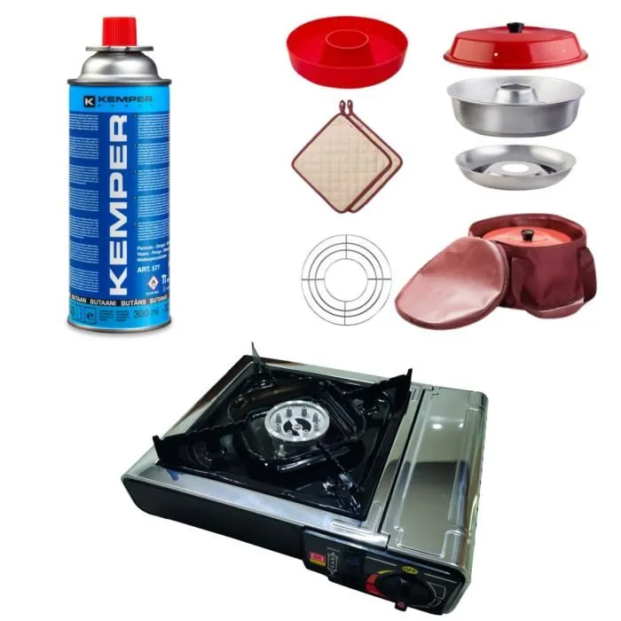 PACK Four et accessoires + INCASA Réchaud à gaz portable + KEMPER 2 Cartouches de gaz OMNIA