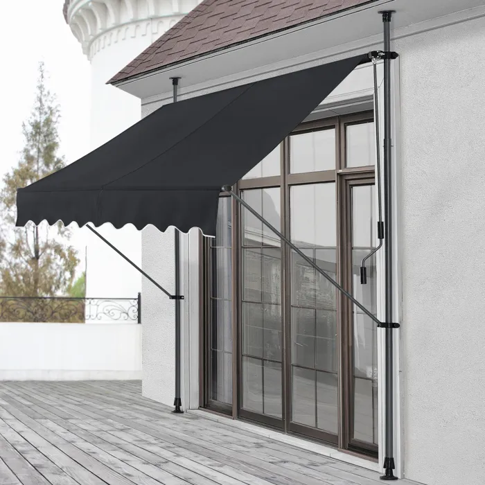 Store Banne Téléscopique Acier Polyester 300 X 120 X 220-309 Cm Gris Ardoise Pro.tec