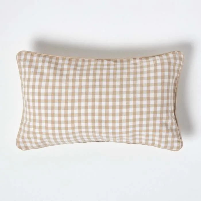 Housse De Coussin Beige À Carreaux Vichy, 30x50cm - Homescapes