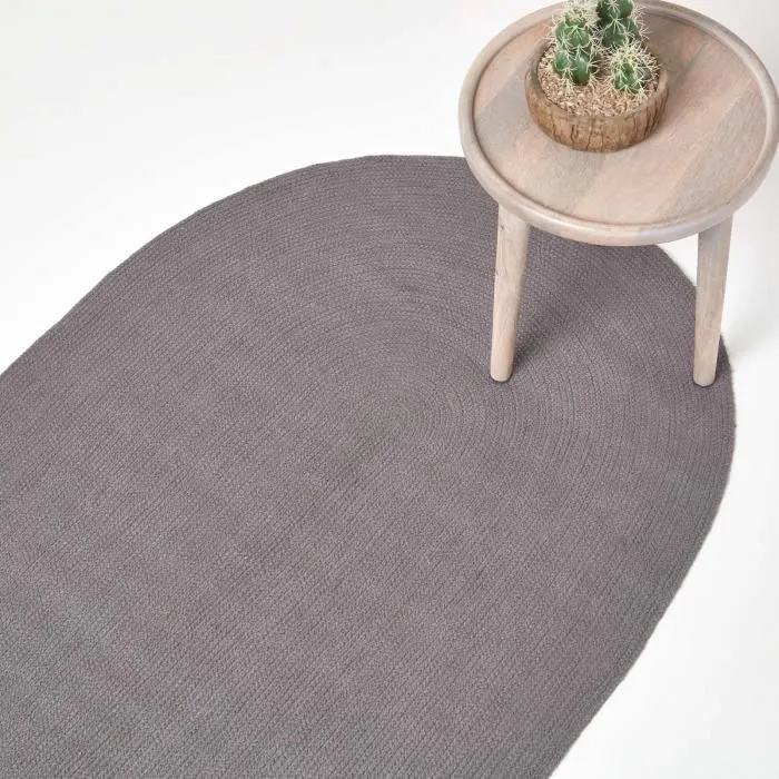Tapis Ovale Tissé À Plat En Coton Gris 90x150cm - Homescapes