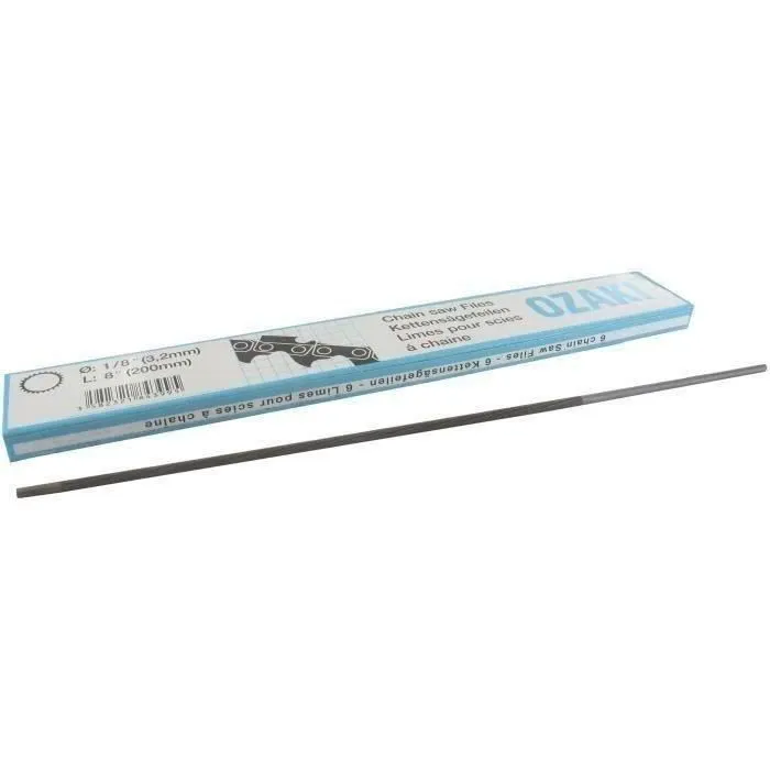 6 Lime Ronde Ozaki Pour Chaîne De Tronçonneuse 1/4 Mini. Ø: 3,2mm, L: 20cm (8"). Conditionnement Par