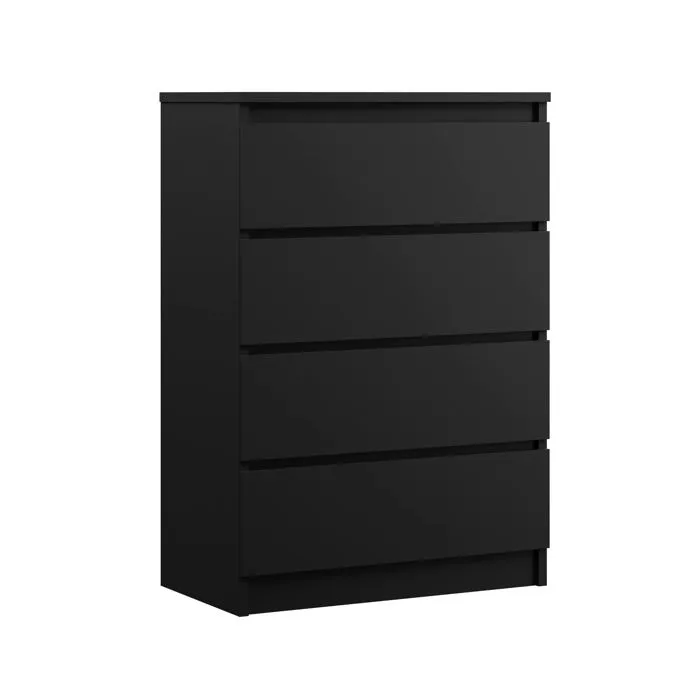 Commode 4 Tiroirs, Noir, 70 X 39 X 101 Cm
