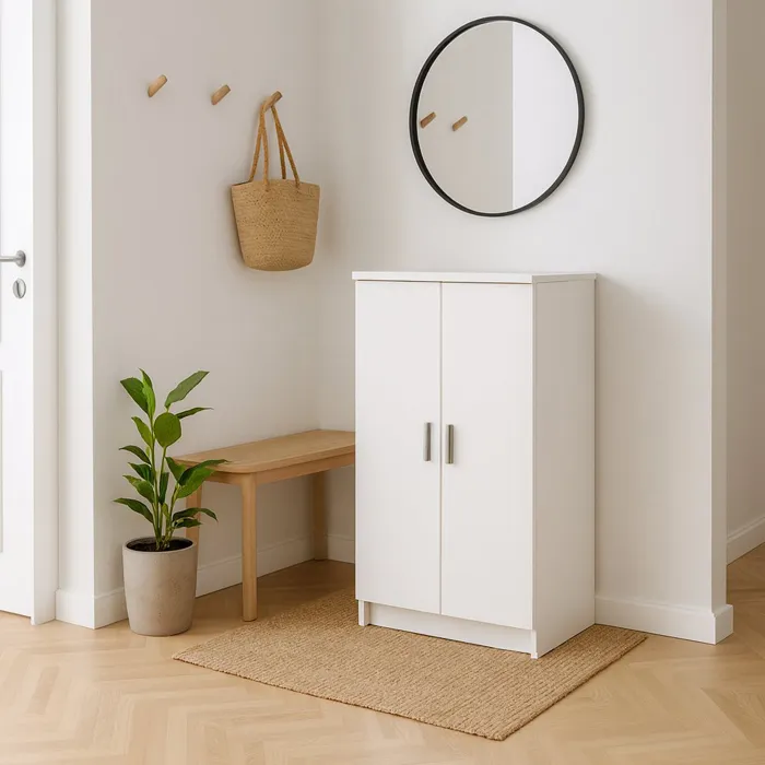 Meuble à chaussures Abram, 6 étagères 55x35x108h cm Blanc Mat