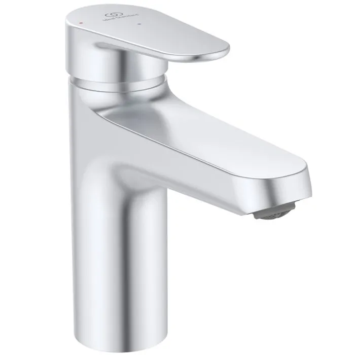 Ideal Standard Alu+ Mitigeur de lavabo BlueStart avec bonde de vidage clic-clac, argent mat