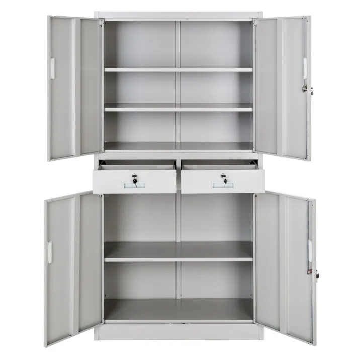 Armoire de bureau en acier 3 étagères réglables en hauteur gris