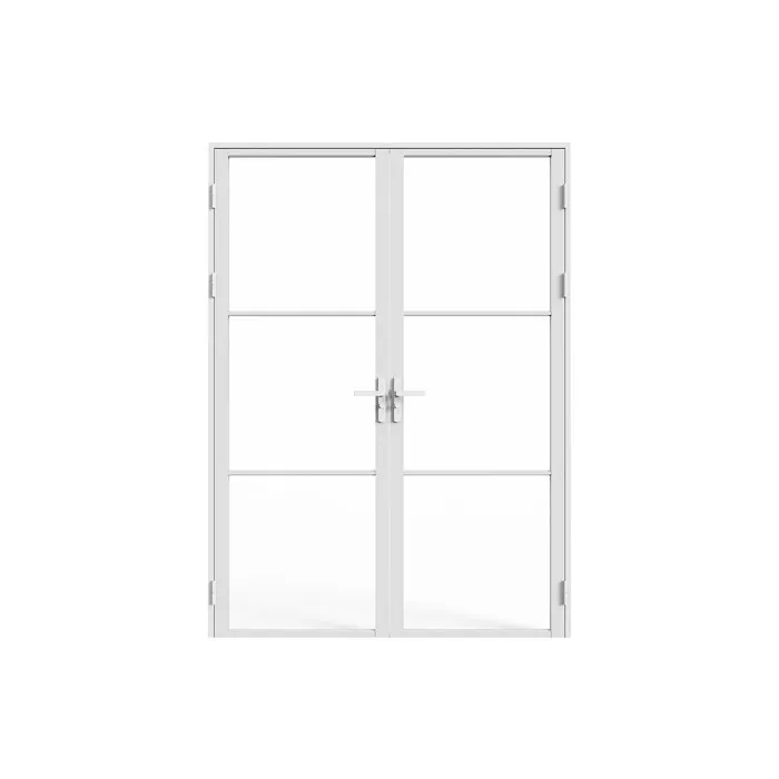 Bloc porte réversible à deux battants en aluminium et verre trempé - 2 x H204 x L73 cm - Blanc- MASERU