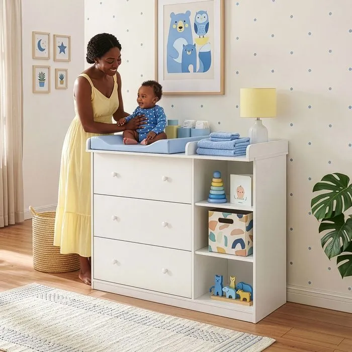 Commode à langer Beldinupp avec plan à langer blanc en.casa