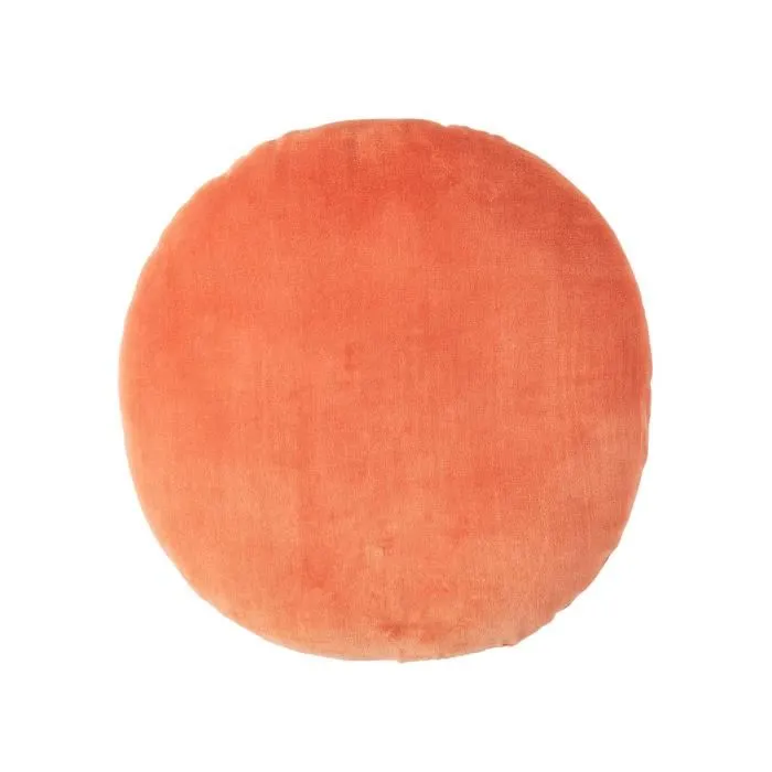 Coussin Rond En Velours Orange, 40cm - Homescapes