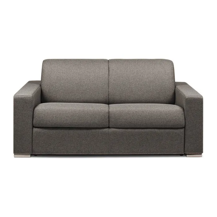 Canapé 2 places convertible express en tissu chiné anthracite - Couchage lattes larges 120 cm - Matelas 14 cm avec mémoire de
