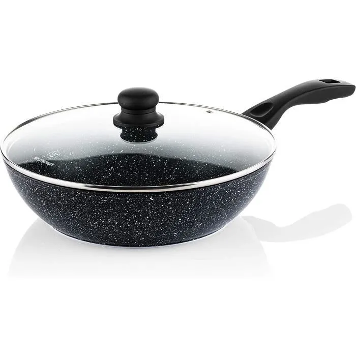 Westinghouse - Poêle Wok 30 Cm - Avec Couvercle - Marbre Noir