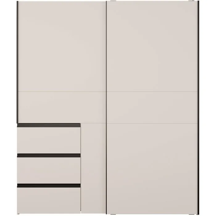 Armoire - 2 portes coulissantes 3 tiroirs - Décor Sable - L170 x P61 x H200 cm - WINN 2