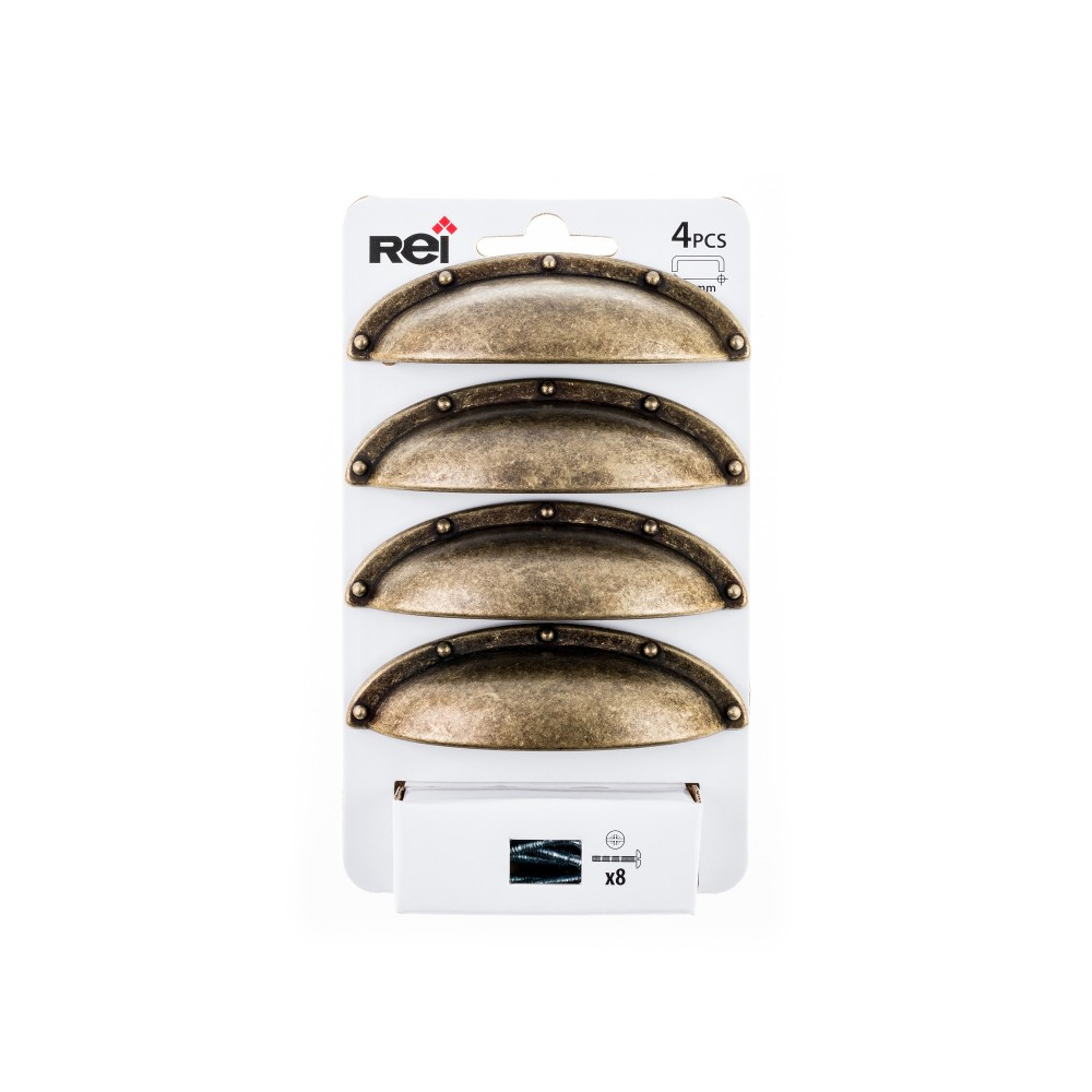 REI Lot de 4 poignées de meuble entraxe 64 mm zamak vieilli