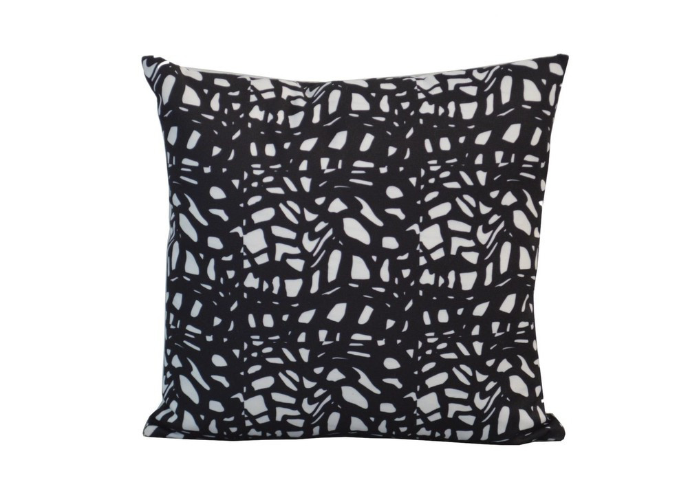 Coussin Déhoussable Exterieur Décor Motif Graphique Mosaic Noir 45 X 45 Cm