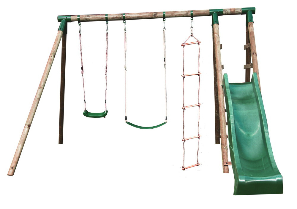Portique & Toboggan De Jardin En Bois Navajos 330 X 260 X 230 Cm - Tissu Protectio...