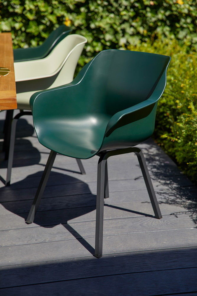 Lot De 2 Chaises Sophie Element Armchair En Résine - Pieds En Aluminium - Vert Forêt