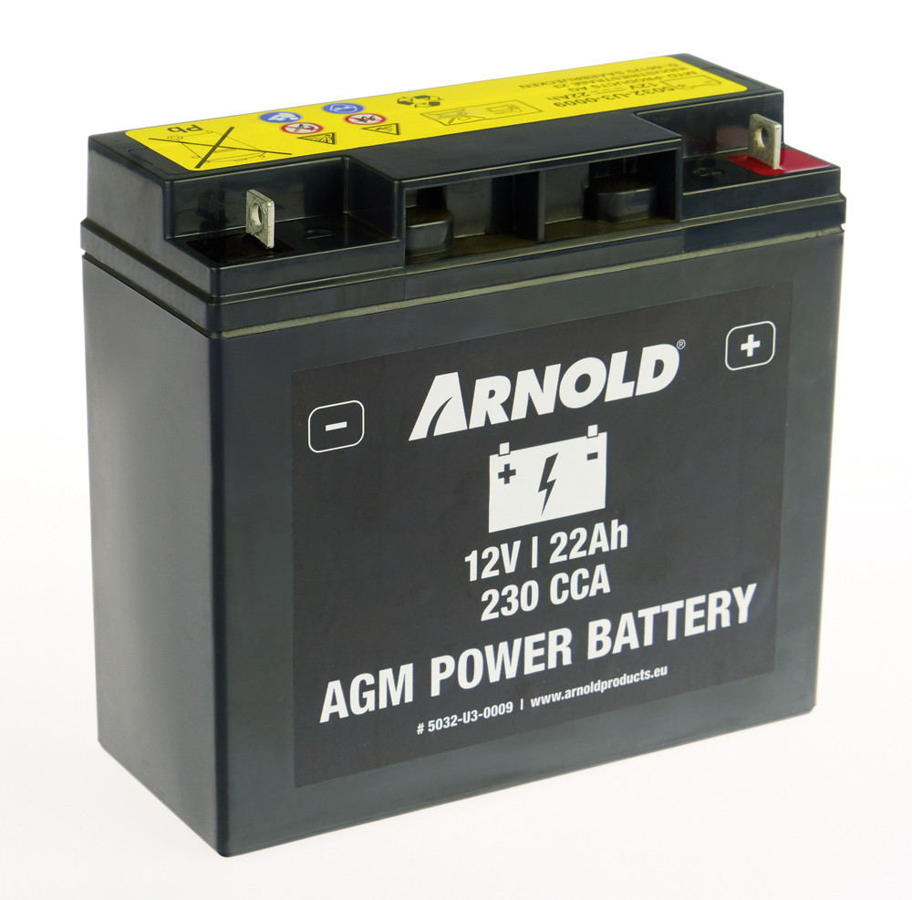 Arnold Batterie AZ109/AGM SLA/VRLA 12-22A pour tracteur tondeuse, + terminal droite