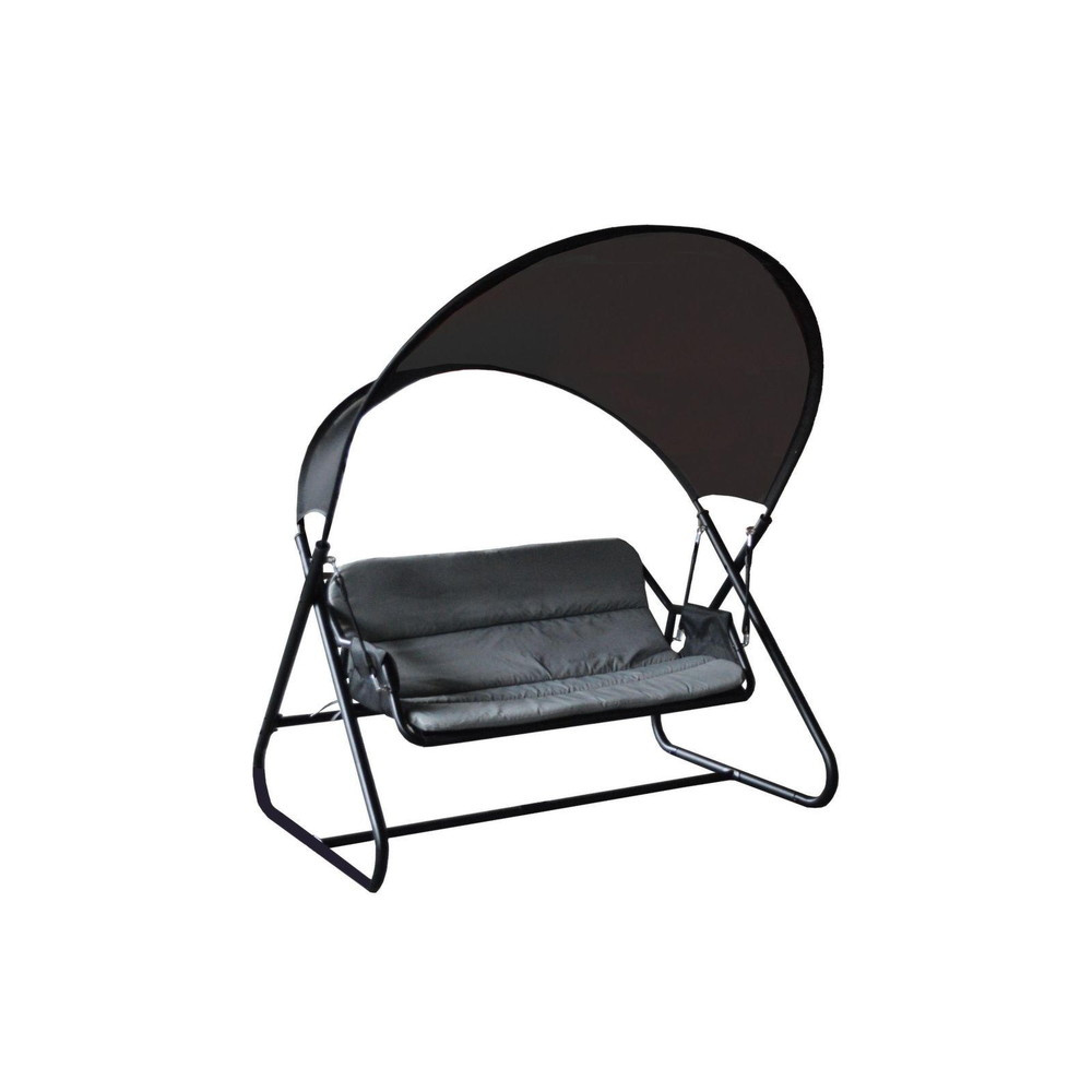 Balancelle De Jardin Kerada En Acier 2/3 Places - Assise En Tpep - Grey/noir