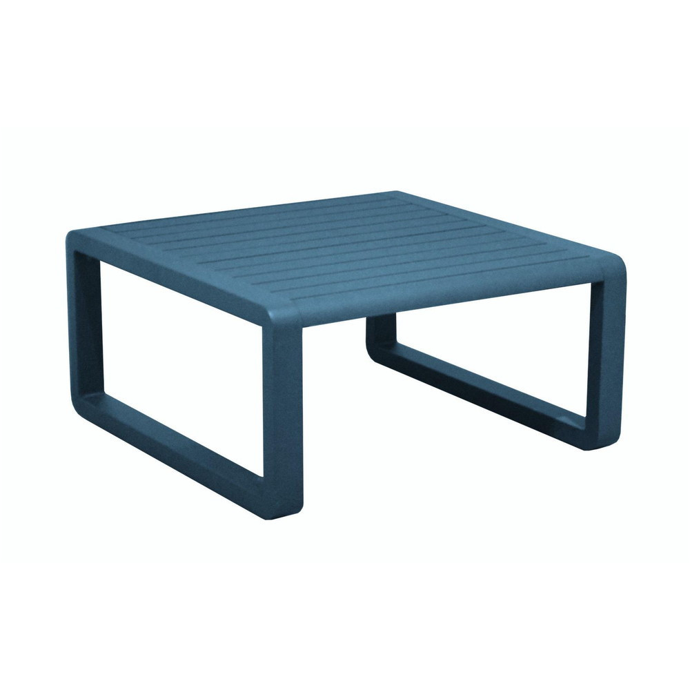 Table Basse De Jardin Tonio Bleu - Aluminium - 80 X 80 Cm - Plateau À Latte