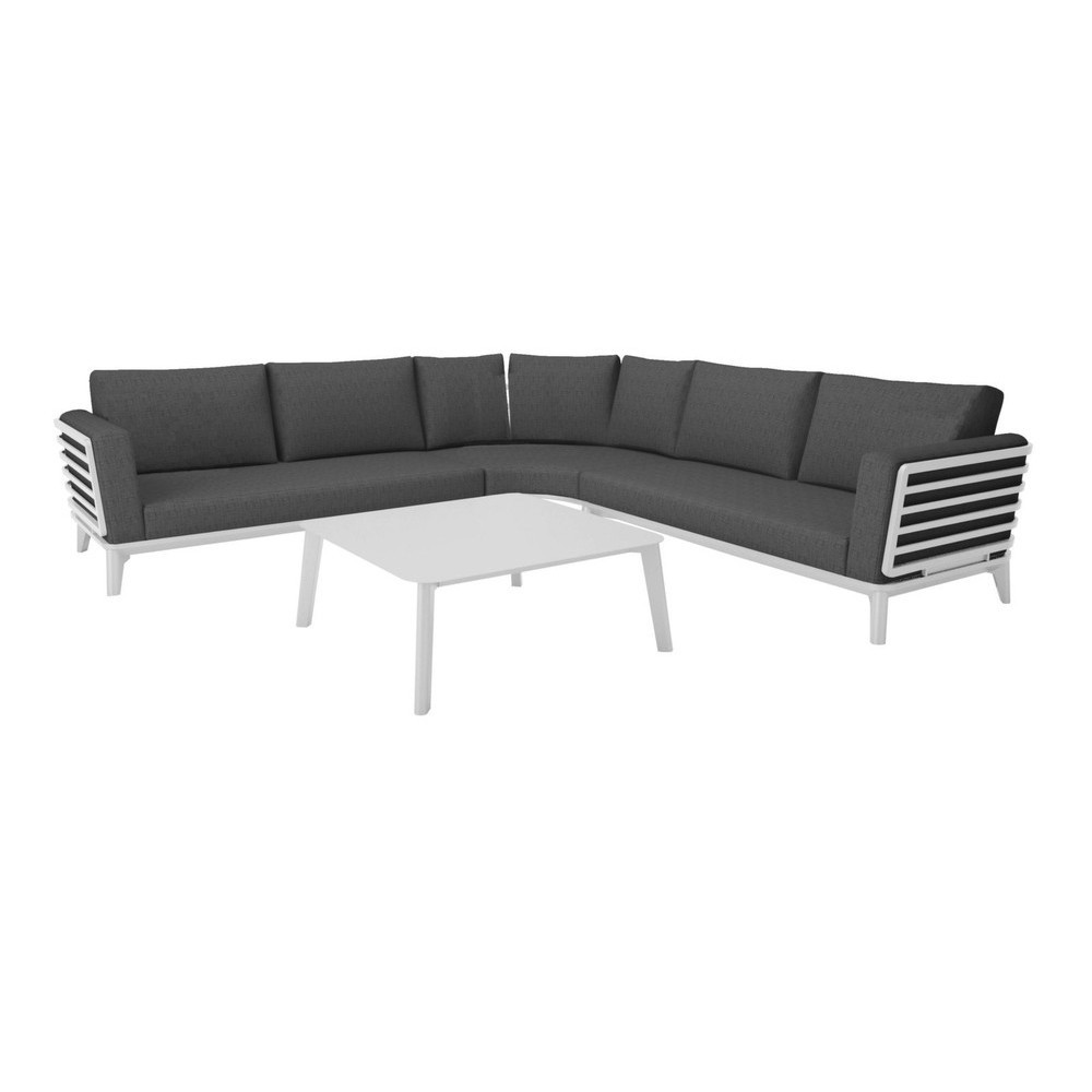 PROLOISIRS Salon d'angle de jardin Moss II alu avec coussins sunbrella - blanc (set complet)