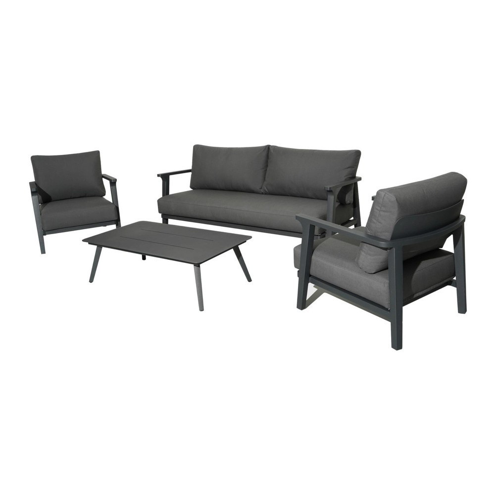 Salon De Détente Lava Alu Avec Coussins Sunbrella - Graphite (set Complet)