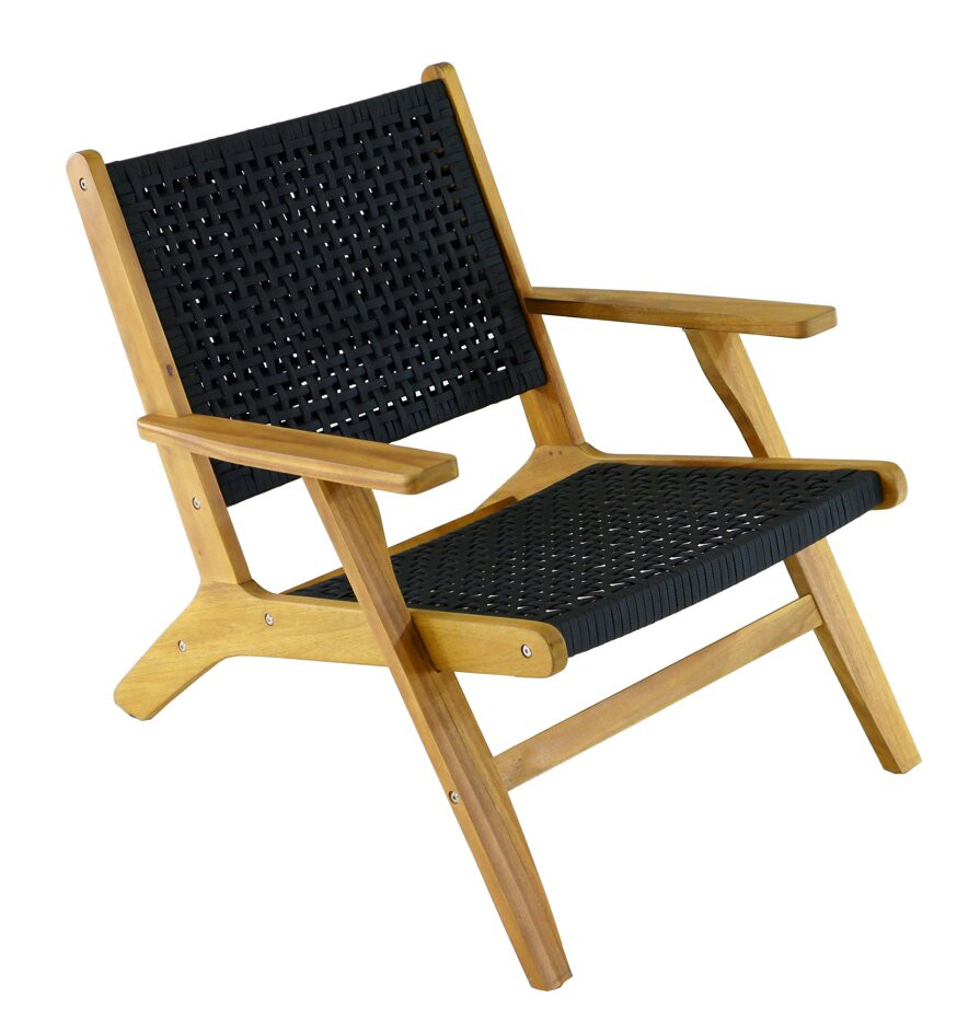 Fauteuil Relax Dahlia Pliant En Bois D'acacia Fsc - Rope Noir