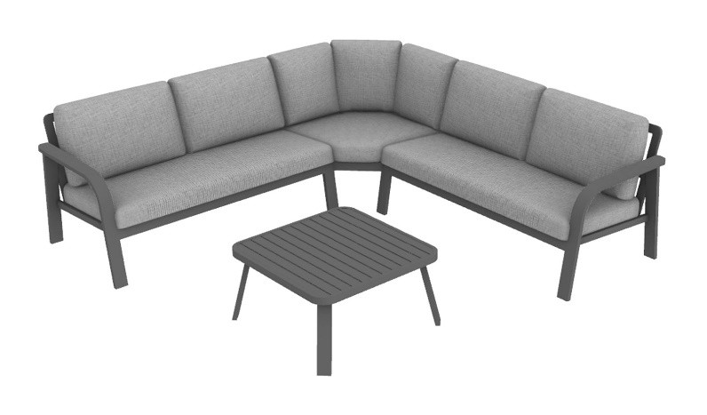 PROLOISIRS Set angle Grasse III en aluminium avec coussins - grey/gris