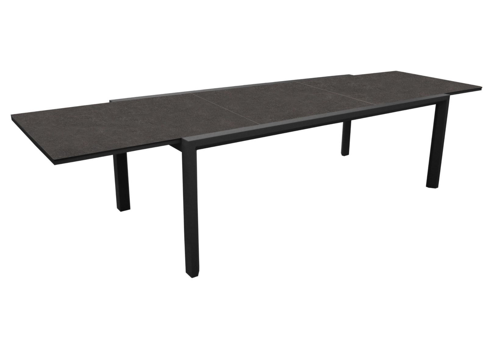 Table De Jardin Sinnes En Aluminium/fundermax - Graphite/black Jack - 200/300 X 104 Cm