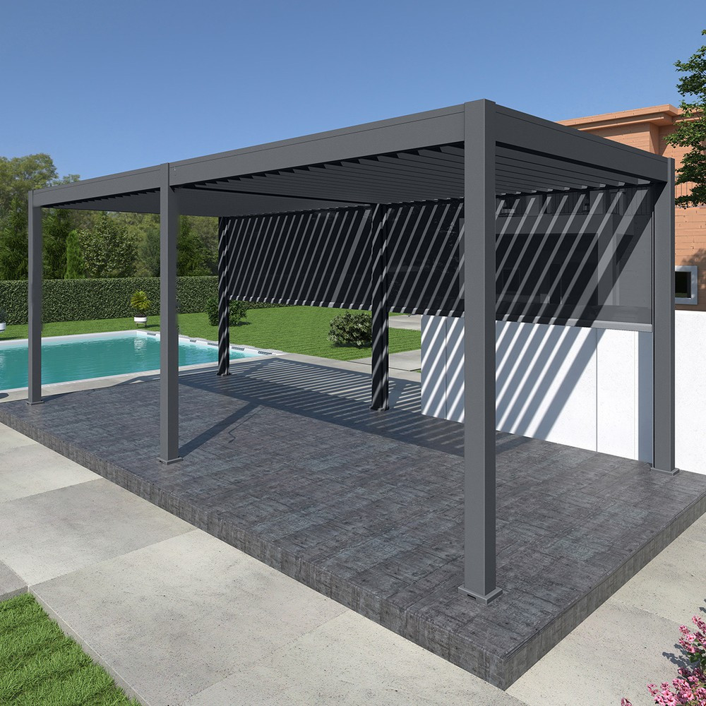 Pergola Bioclimatique Ombréa Autoportante 3x6m - Anthracite - Elmo