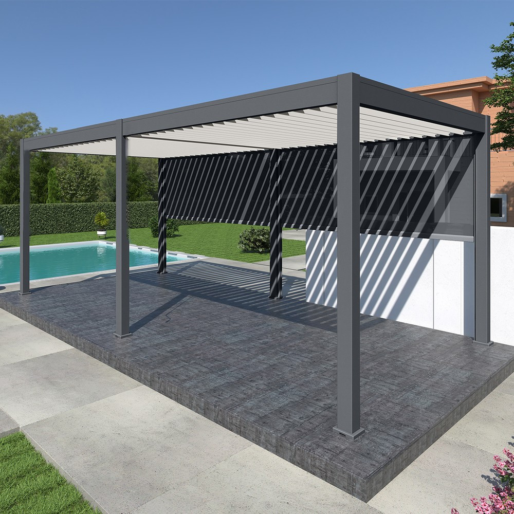 Pergola Bioclimatique Ombréa Autoportante 3x6m - Anthracite/blanc - Elmo