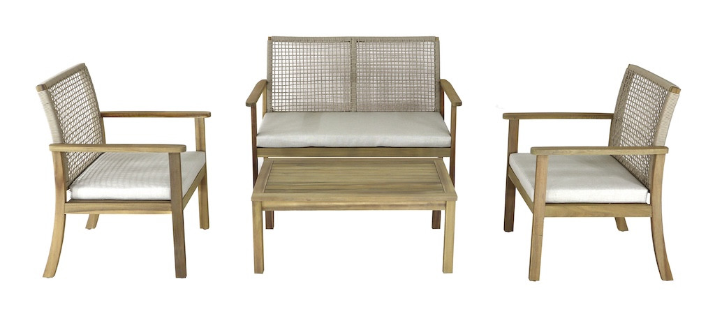 PROLOISIRS Salon bas - SEVILLE - Acacia 100% - 4 pièces - 2 fauteuils + canapé + table basse