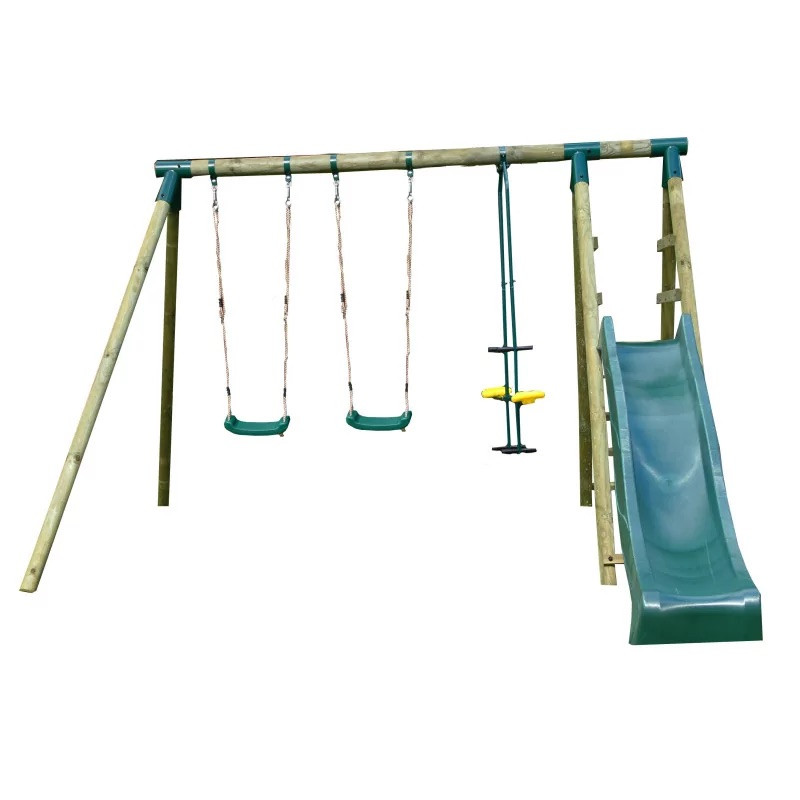 Portique Bois Avec Balançoire, Vis-à-vis Et Toboggan - Comanche - 330 X 260 X 230 Cm
