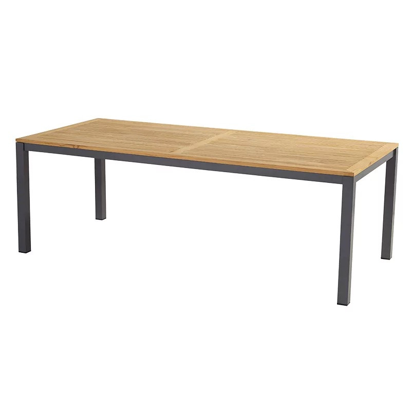 Grande Table Rectangulaire En Eucalyptus Et Aluminium 220 X 100 Cm