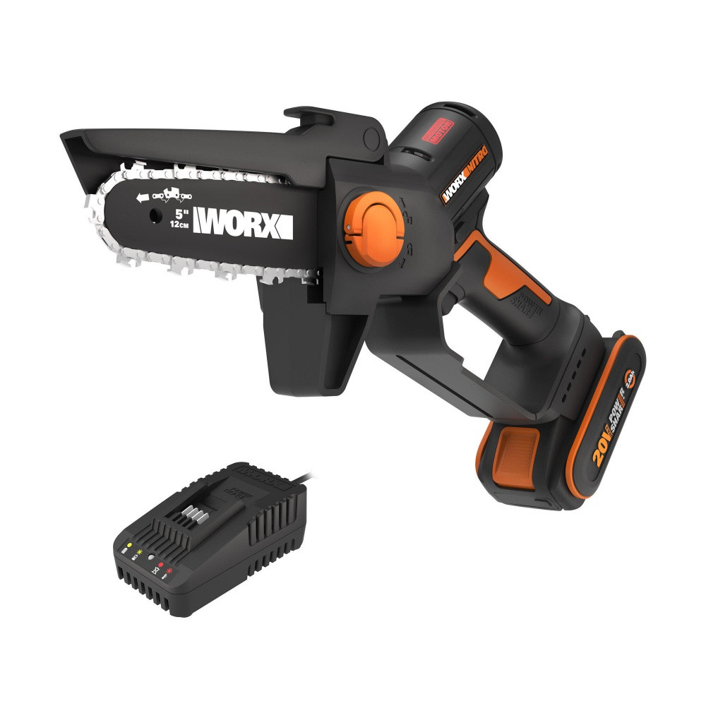 Tronconneuse Elagueuse Sur Batterie Worx Wg325e 20 V, Guide De 12 Cm