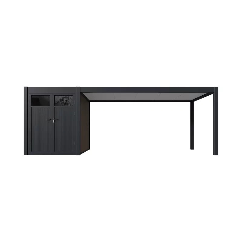 Carport simple 3 x 7 m anthracite - avec annexe de stockage