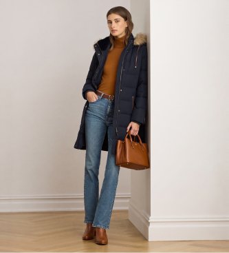 Lauren Ralph Lauren pour femme. 297957509008 Doudoune en fausse fourrure marine (XL), Casuel, Polyester
