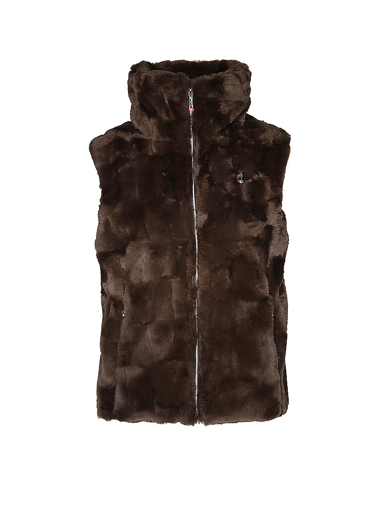 AULP Gilet en fausse fourrure pour femme marron | XL